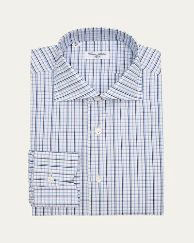 Cesare Attolini Men's Cotton Plaid Dress Shirt In Blue