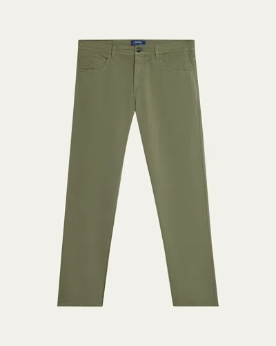 Cesare Attolini Men's Cotton Slim Straight-leg Five-pocket Pants In Green