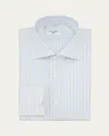 Cesare Attolini Men's Cotton Stripe Dress Shirt In Green