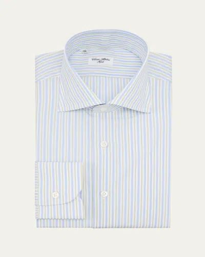 Cesare Attolini Men's Cotton Stripe Dress Shirt In Green