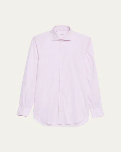 Cesare Attolini Men's Cotton Stripe Sport Shirt In Pink