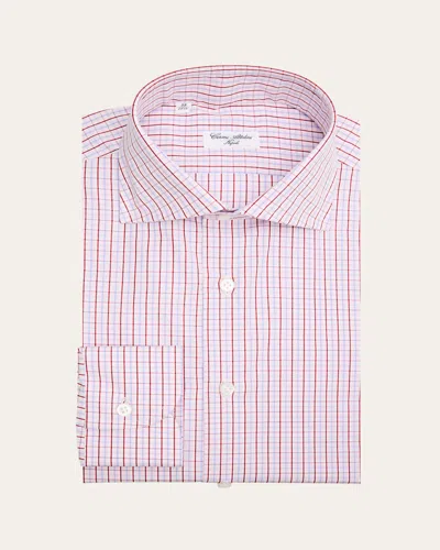 Cesare Attolini Men's Cotton Tattersall Check Barrel Cuff Dress Shirt In Red