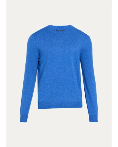 Cesare Attolini Men's Crewneck Melange Knit Crewneck Sweater In Blue