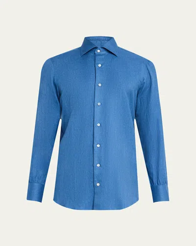 Cesare Attolini Men's Denim Sport Shirt In Blue