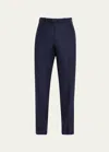 Cesare Attolini Men's Flat-front Flannel Trousers In B21-navy