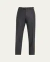 Cesare Attolini Men's Flat-front Flannel Trousers In Charcoal
