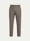 Cesare Attolini Men's Flat-front Flannel Trousers In Taupe
