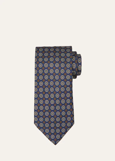 Cesare Attolini Men's Floral-print Silk Tie In Blue