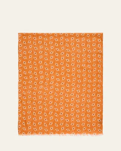 Cesare Attolini Men's Geometric Cotton And Cashmere Scarf In Orange