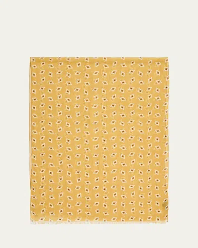 Cesare Attolini Men's Geometric Cotton And Cashmere Scarf In Yellow