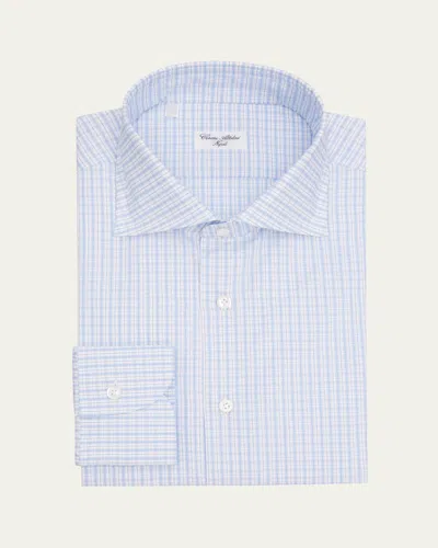 Cesare Attolini Men's Grid-check Cotton Dress Shirt In Multi