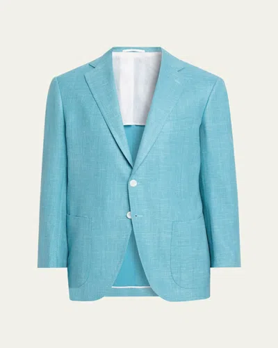 Cesare Attolini Men's Herringbone Patch Pocket Single-breasted Sport Coat In Blue