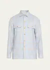 CESARE ATTOLINI MEN'S HOUNDSTOOTH CHECK OVERSHIRT