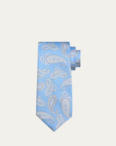 Cesare Attolini Men's Large Paisley Silk Tie In Blue