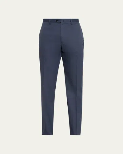 Cesare Attolini Men's Luxe Twill Flat-front Trousers In Navy