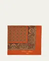 Cesare Attolini Men's Medallion Silk Pocket Square In Orange