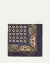 Cesare Attolini Men's Medallion Silk Pocket Square In Blue
