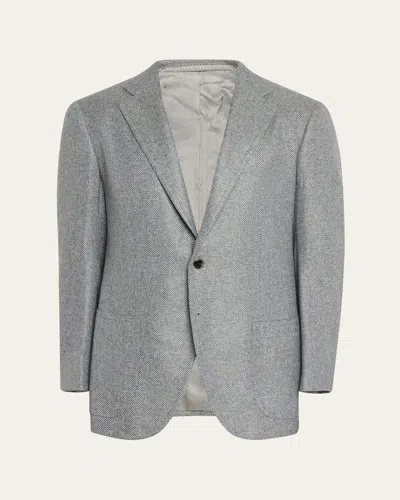 Cesare Attolini Men's Melange Cashmere Twill Sport Coat In B31-navy