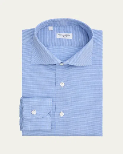 Cesare Attolini Men's Cotton And Linen Multi-stripe Dress Shirt In Blue