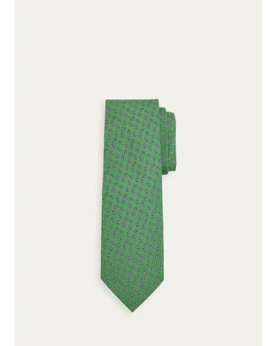 Cesare Attolini Men's Micro-diamond Silk Tie In Green