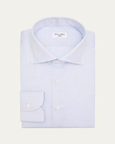 Cesare Attolini Men's Micro-dot Cotton Dress Shirt In Blue