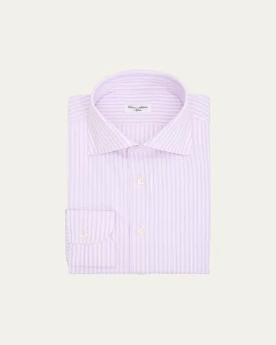Cesare Attolini Men's Micro-graph Check Dress Shirt In Purple