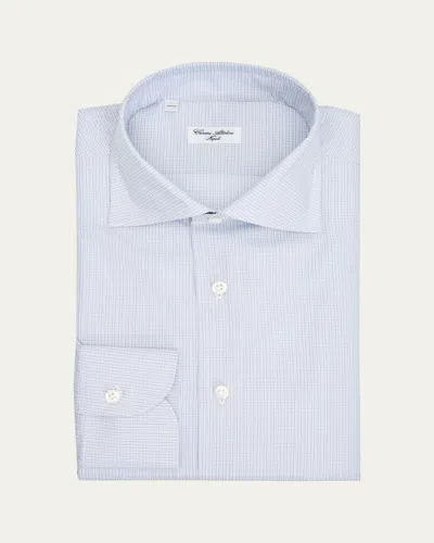 Cesare Attolini Men's Micro-plaid Cotton Dress Shirt In Animal Print
