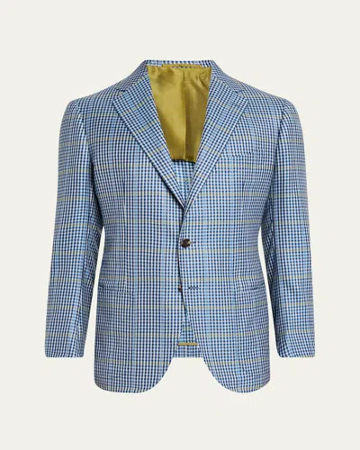 Cesare Attolini Men's Mini-check Sport Coat In Blue