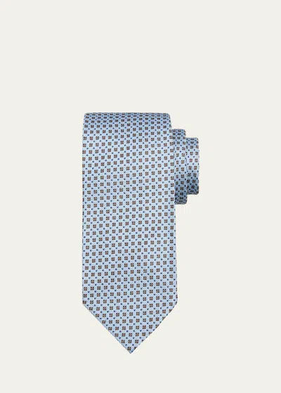 Cesare Attolini Men's Mini Square Silk Tie In 007-blue