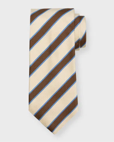 Cesare Attolini Men's Multi-stripe Silk Tie In 001-beige