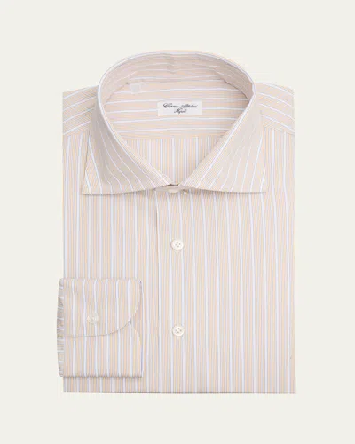 Cesare Attolini Men's Multi-stripe Cotton Dress Shirt In Purple