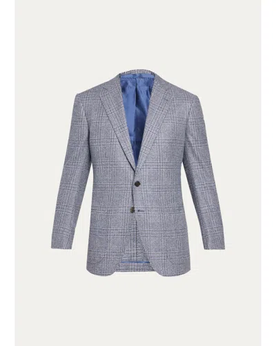 Cesare Attolini Men's Plaid Cashmere Jacket In Blue