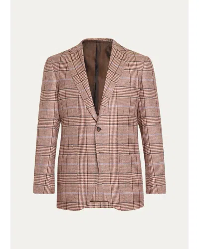 Cesare Attolini Men's Plaid Cashmere Jacket In Brown