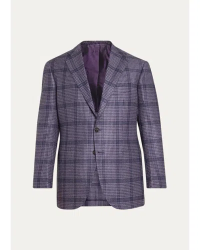 Cesare Attolini Men's Plaid Cashmere Jacket In Purple