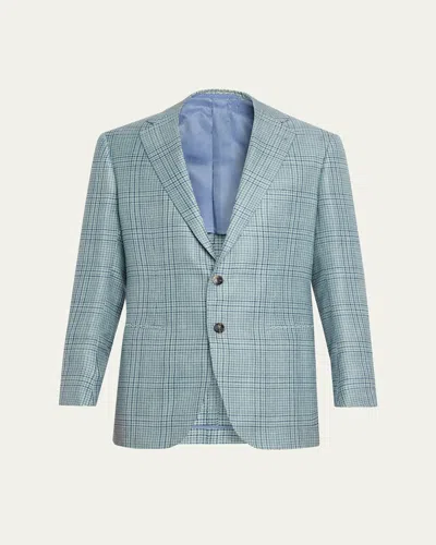 Cesare Attolini Men's Plaid Cashmere-blend Sport Jacket In Blue
