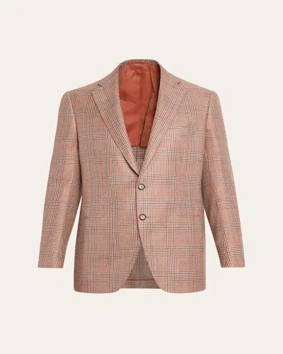 Cesare Attolini Men's Plaid Cashmere-blend Sport Jacket In Brown