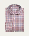 Cesare Attolini Men's Plaid Cotton Barrel-cuff Sport Shirt In Blue