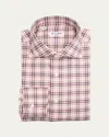 Cesare Attolini Men's Plaid Cotton Barrel-cuff Sport Shirt In White