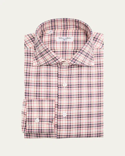 Cesare Attolini Men's Plaid Cotton Barrel-cuff Sport Shirt In White