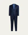 Cesare Attolini Men's Plaid Wool-silk Suit In Navy