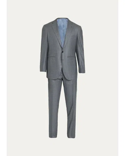 Cesare Attolini Men's Plaid Wool Suit In Gray