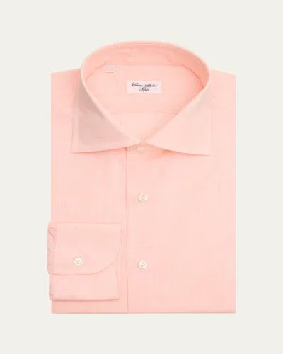 Cesare Attolini Men's Slubbed Check Cotton Dress Shirt In Pink