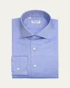 Cesare Attolini Men's Solid Cotton Sport Shirt In Blue