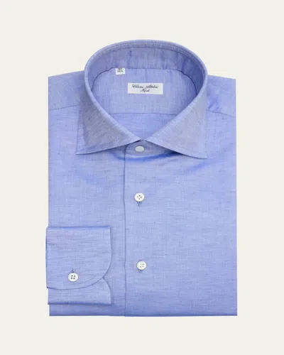 Cesare Attolini Men's Solid Cotton Sport Shirt In Blue