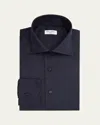 Cesare Attolini Men's Solid Cotton Spread-collar Sport Shirt In Blue