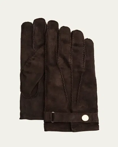 Cesare Attolini Men's Suede Gloves In Brown