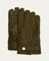 Cesare Attolini Men's Suede Gloves In Green
