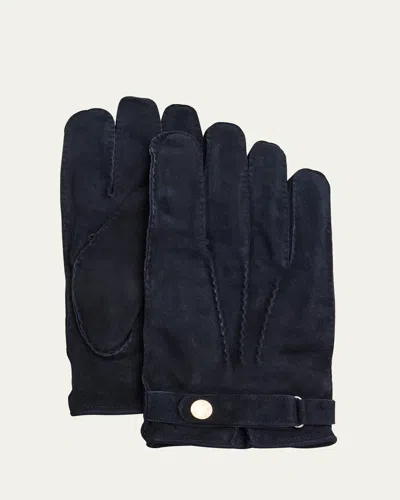 Cesare Attolini Men's Suede Gloves In Navy