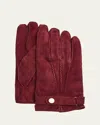 Cesare Attolini Men's Suede Gloves In Red