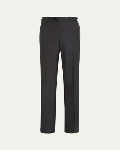 Cesare Attolini Men's Super 150's Wool Flat-front Trousers In Gray
